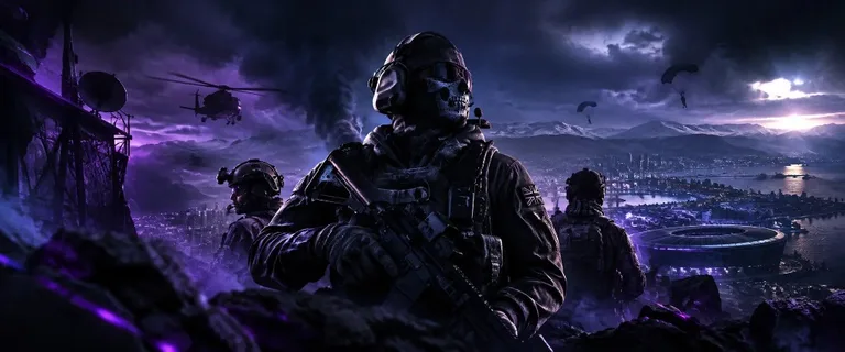 Operators overlooking a Warzone city at night, used as the Call Of Duty Cheats site banner.